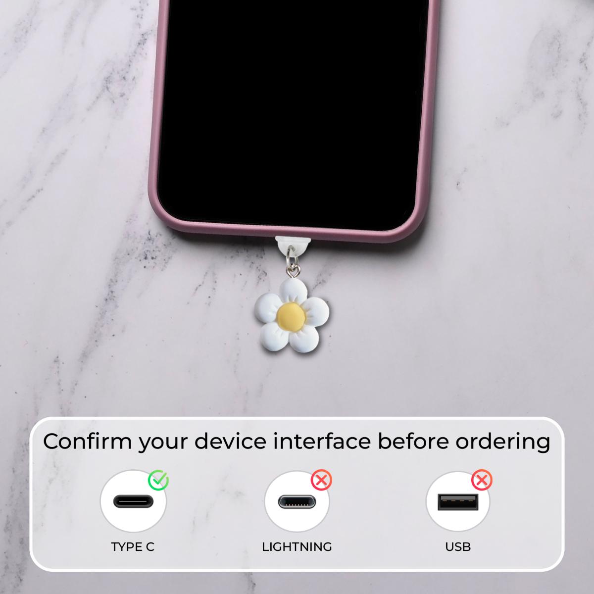Charm de Flor Branca para móvel Tipo C 5
