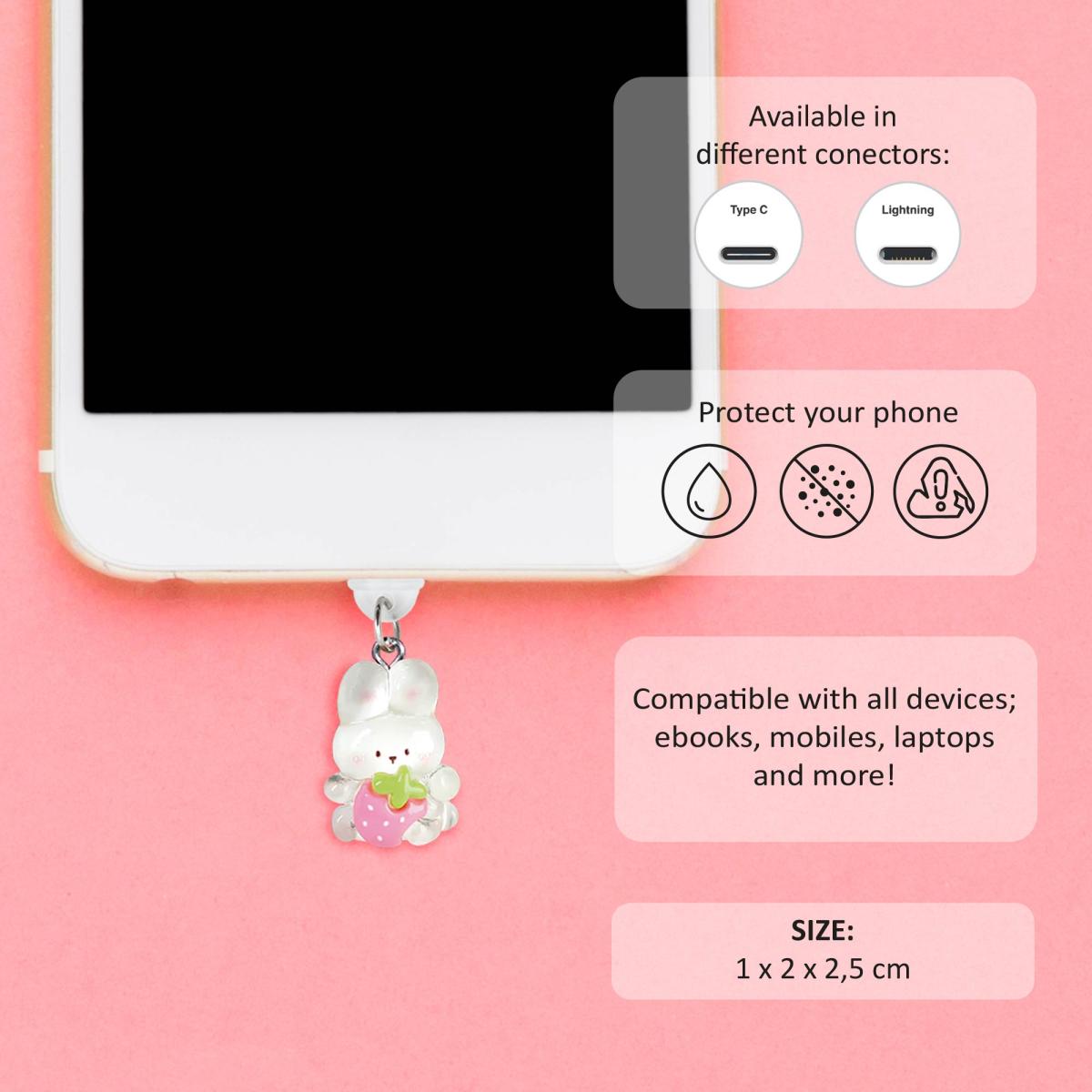 Charm Coelho Branco Telemóvel Lightning 4