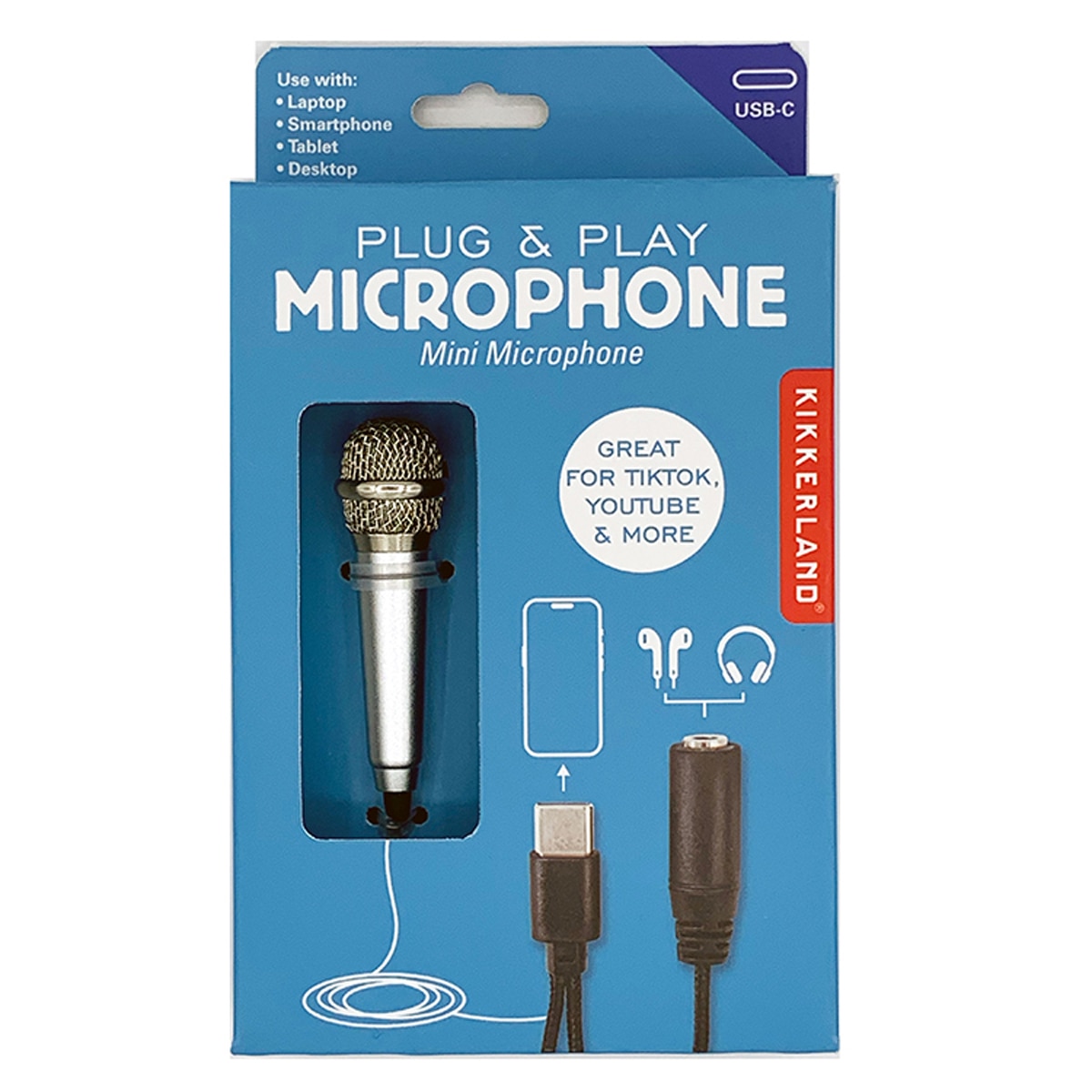 Mini microfone com adaptador de áudio para telemóvel da Kikkerland 3