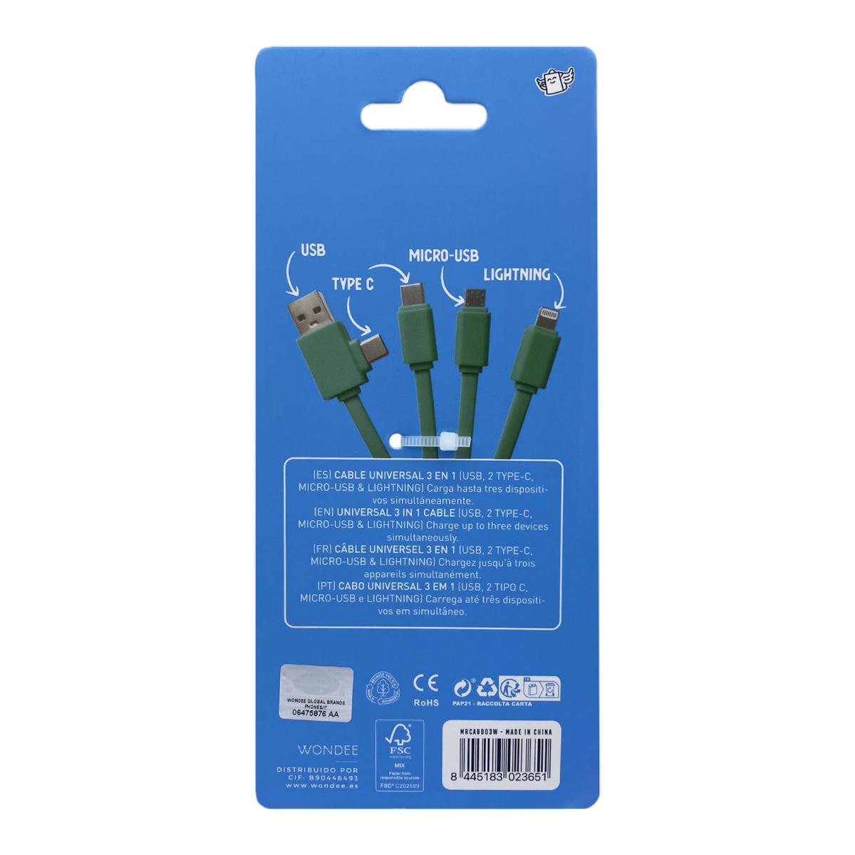 Cable Mr.wonderful 3en1 margarita 9