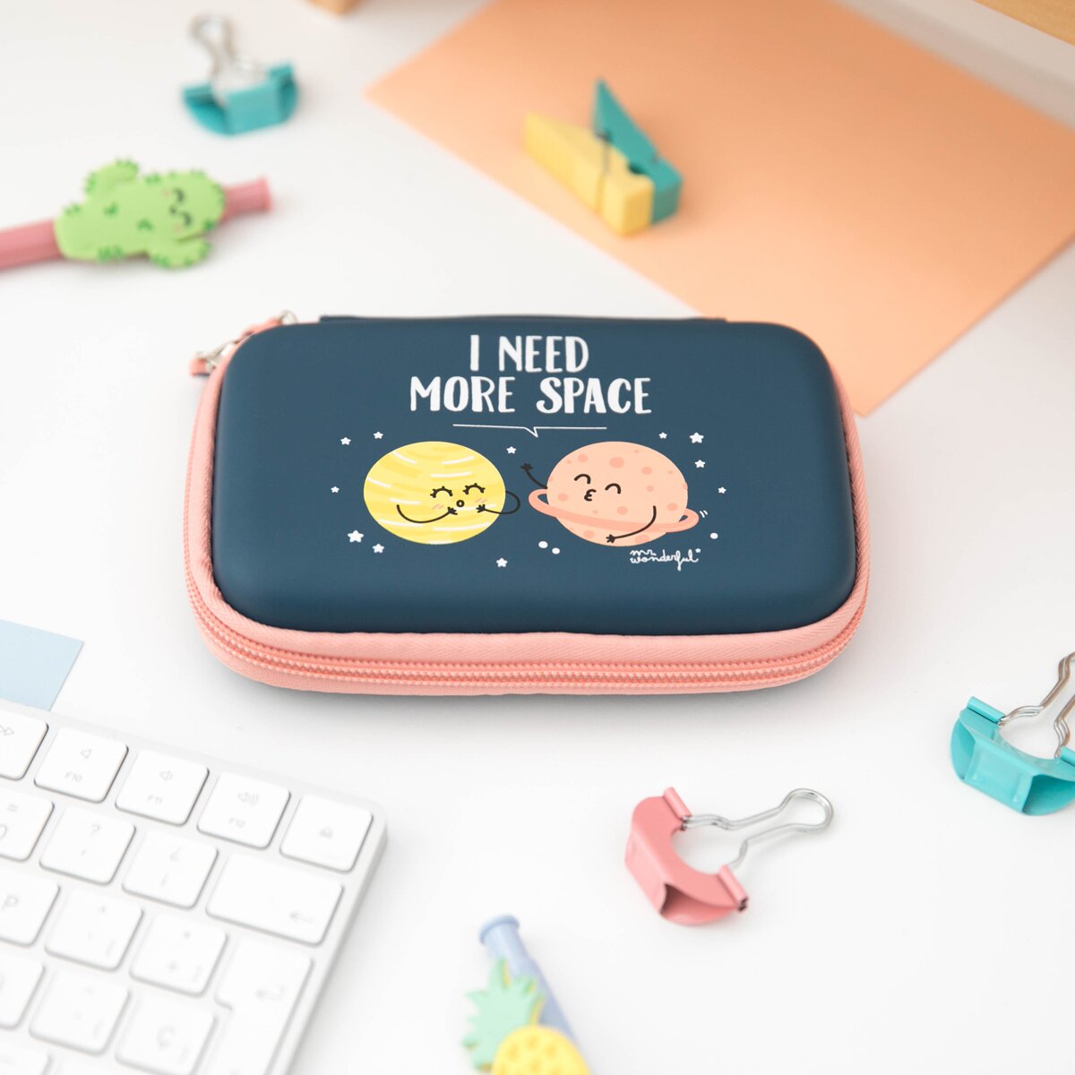 Funda azul Mr Wonderful "I need more space" para discos duros de 6,35 cm ( 2,5 '') Azul marino-4