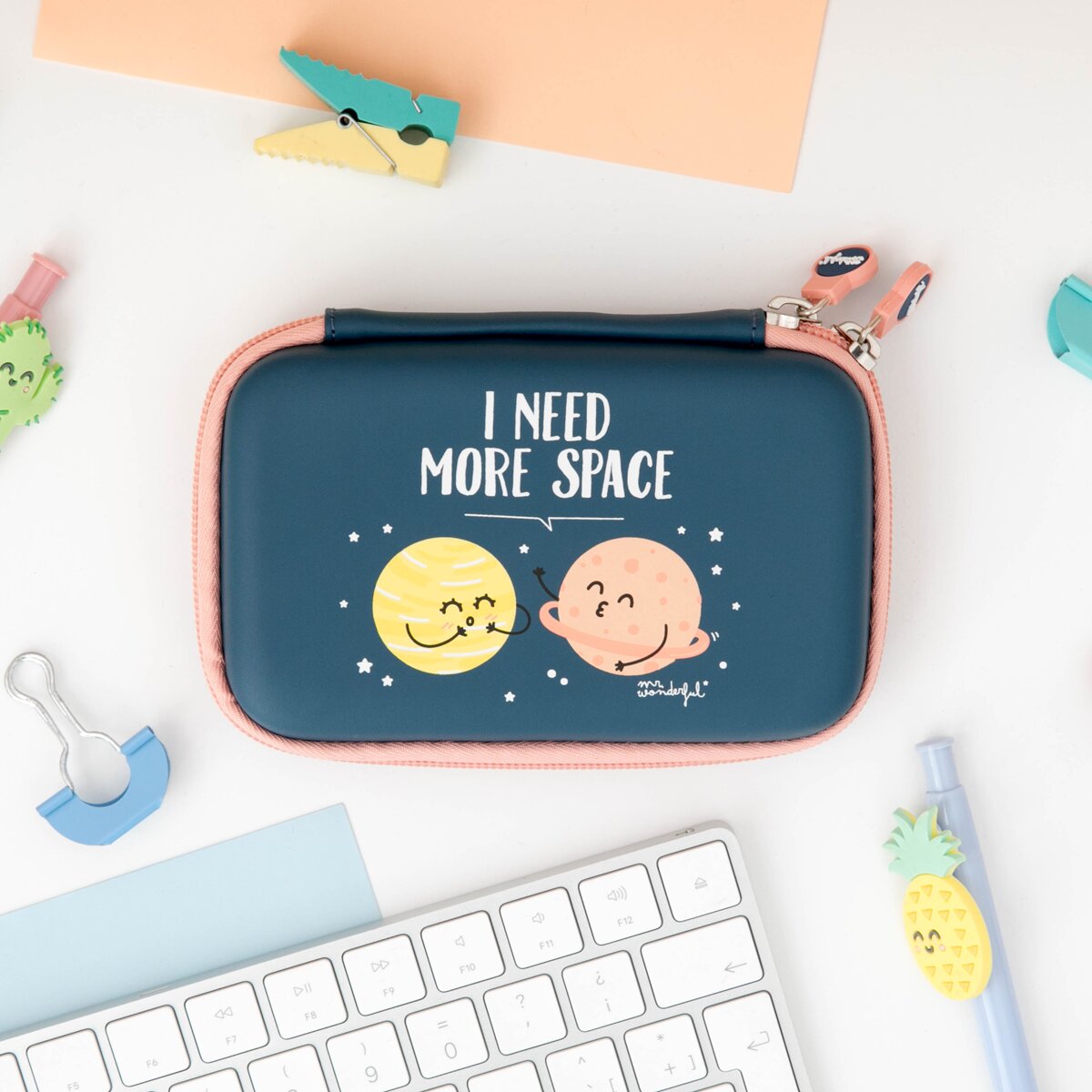Funda azul Mr Wonderful "I need more space" para discos duros de 6,35 cm ( 2,5 '') Azul marino-5