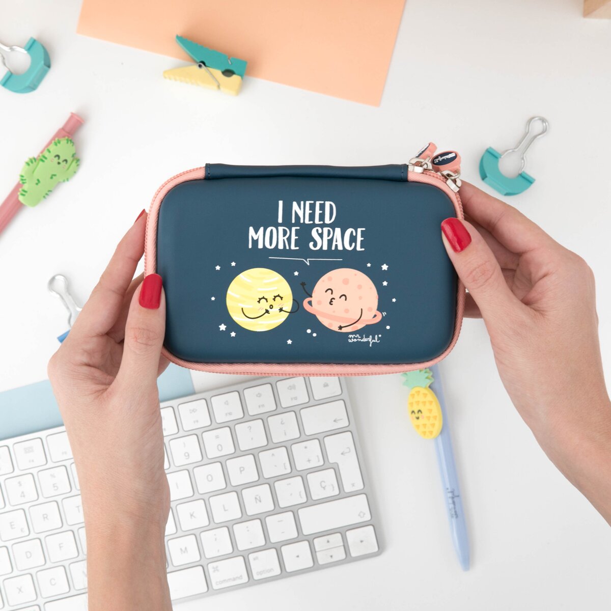 Funda azul Mr Wonderful "I need more space" para discos duros de 6,35 cm ( 2,5 '') Azul marino-6