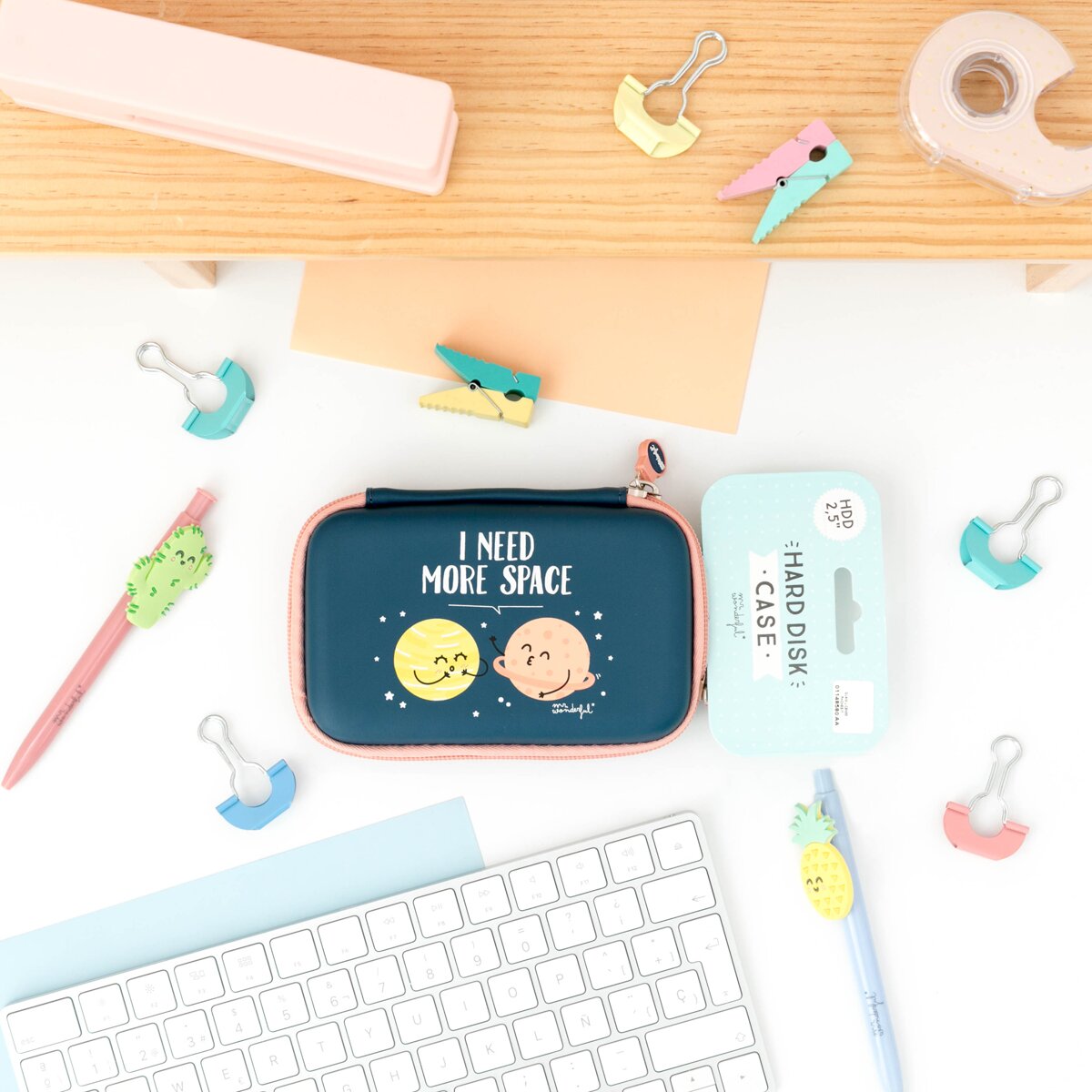 Funda azul Mr Wonderful "I need more space" para discos duros de 6,35 cm ( 2,5 '') Azul marino-9