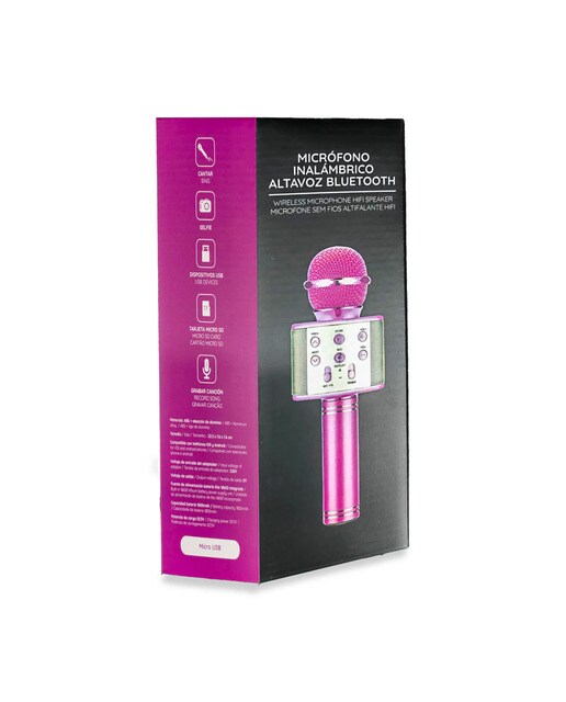 Microfone Karaoke Portátil - Rosa 3