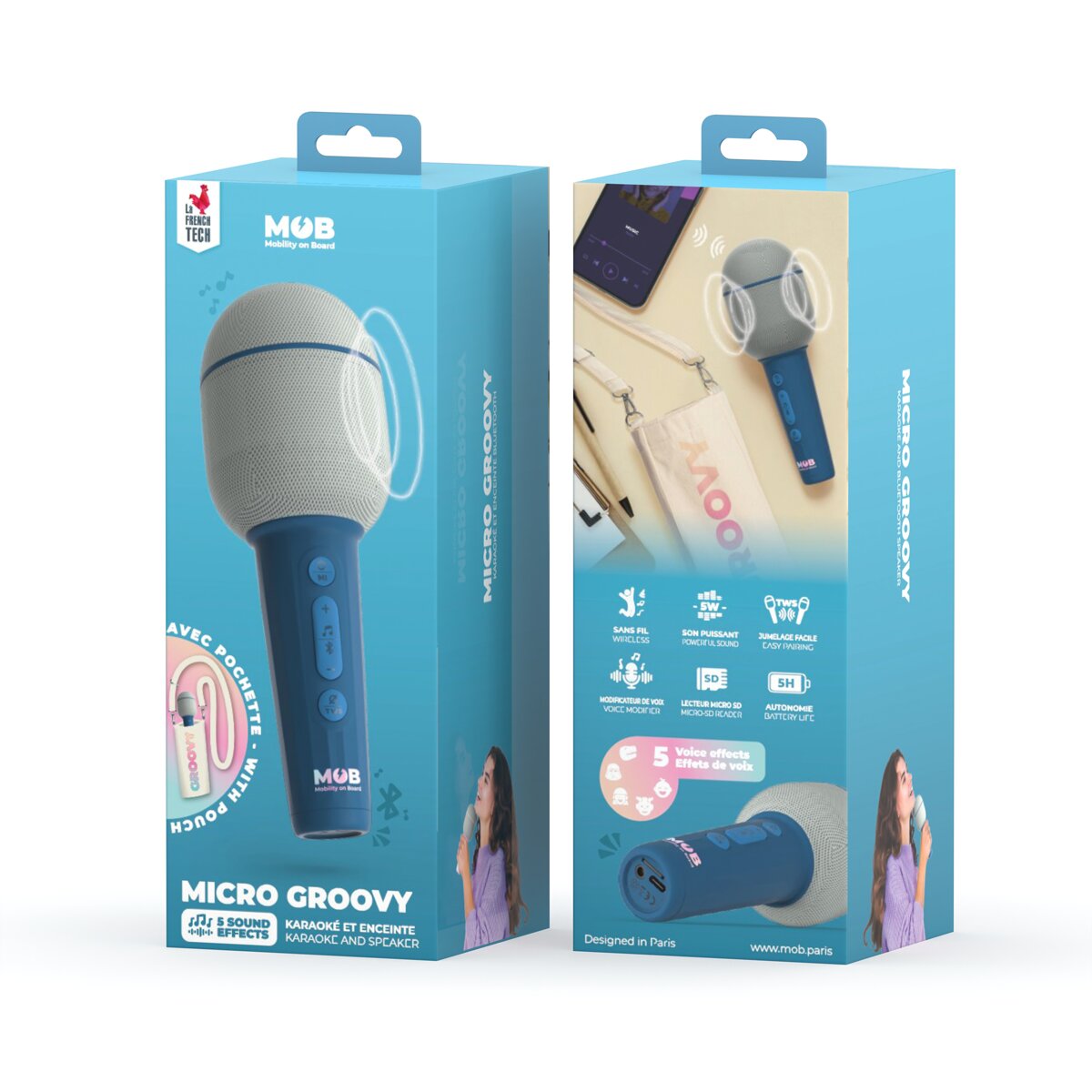 Microfone Mob inalámbrico azul marino 5