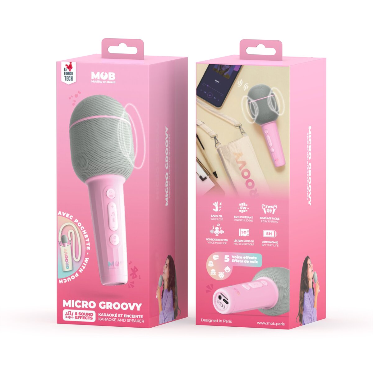 Microfone Mob Sem Fios - Rosa 5