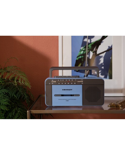 Leitor de cassetes Crosley com rádio e Bluetooth azul 8