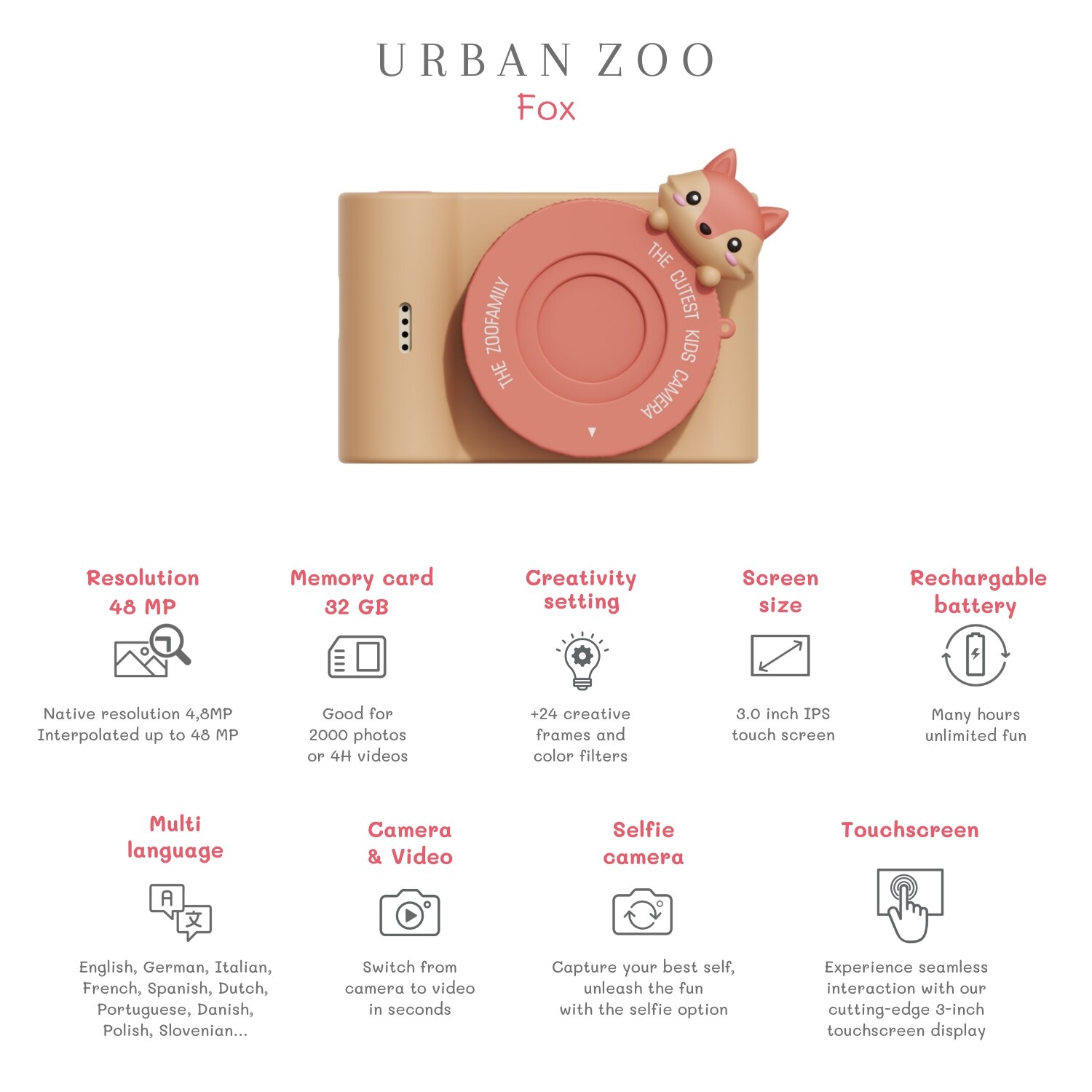 Câmara Urban Zoo Fox para Crianças 3