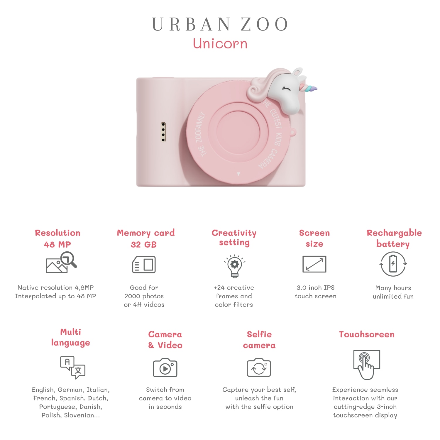Câmara Urban Zoo Unicórnio para Crianças 3