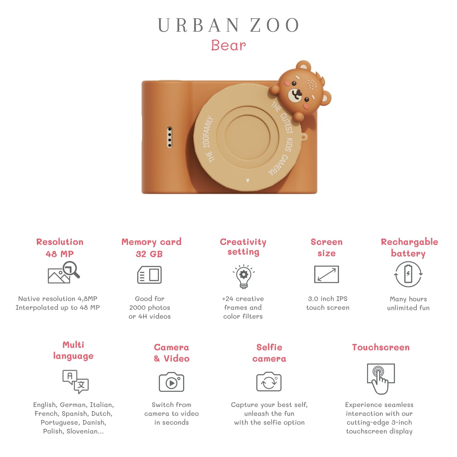 Câmara Urban Zoo Bear para Crianças 3