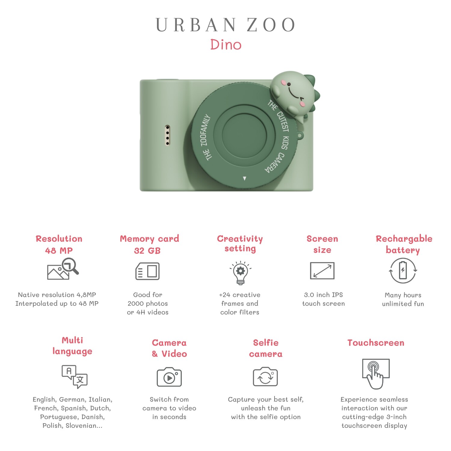 Câmara Urban Zoo Dino para Crianças 3