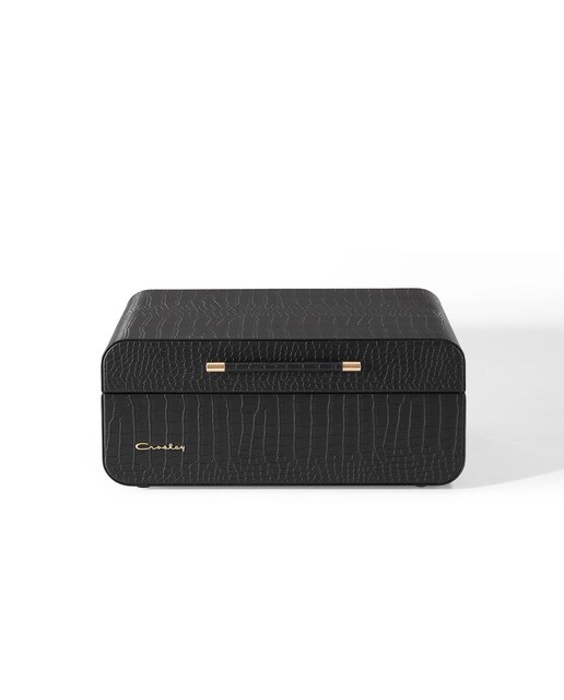 Gira-Discos Crosley Mercury com acabamento em pele de crocodilo preto 3