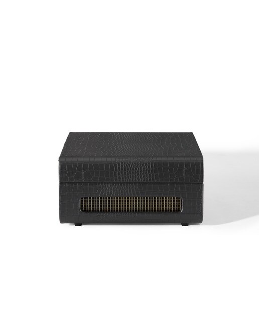 Gira-Discos Crosley Mercury com acabamento em pele de crocodilo preto 4