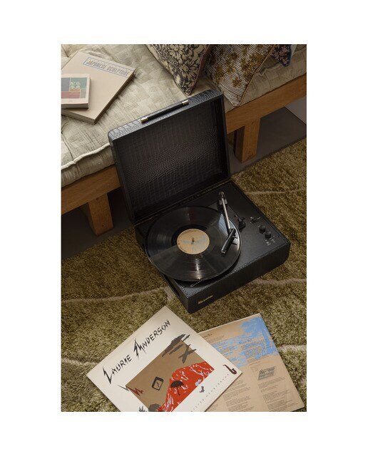 Gira-Discos Crosley Mercury com acabamento em pele de crocodilo preto 6