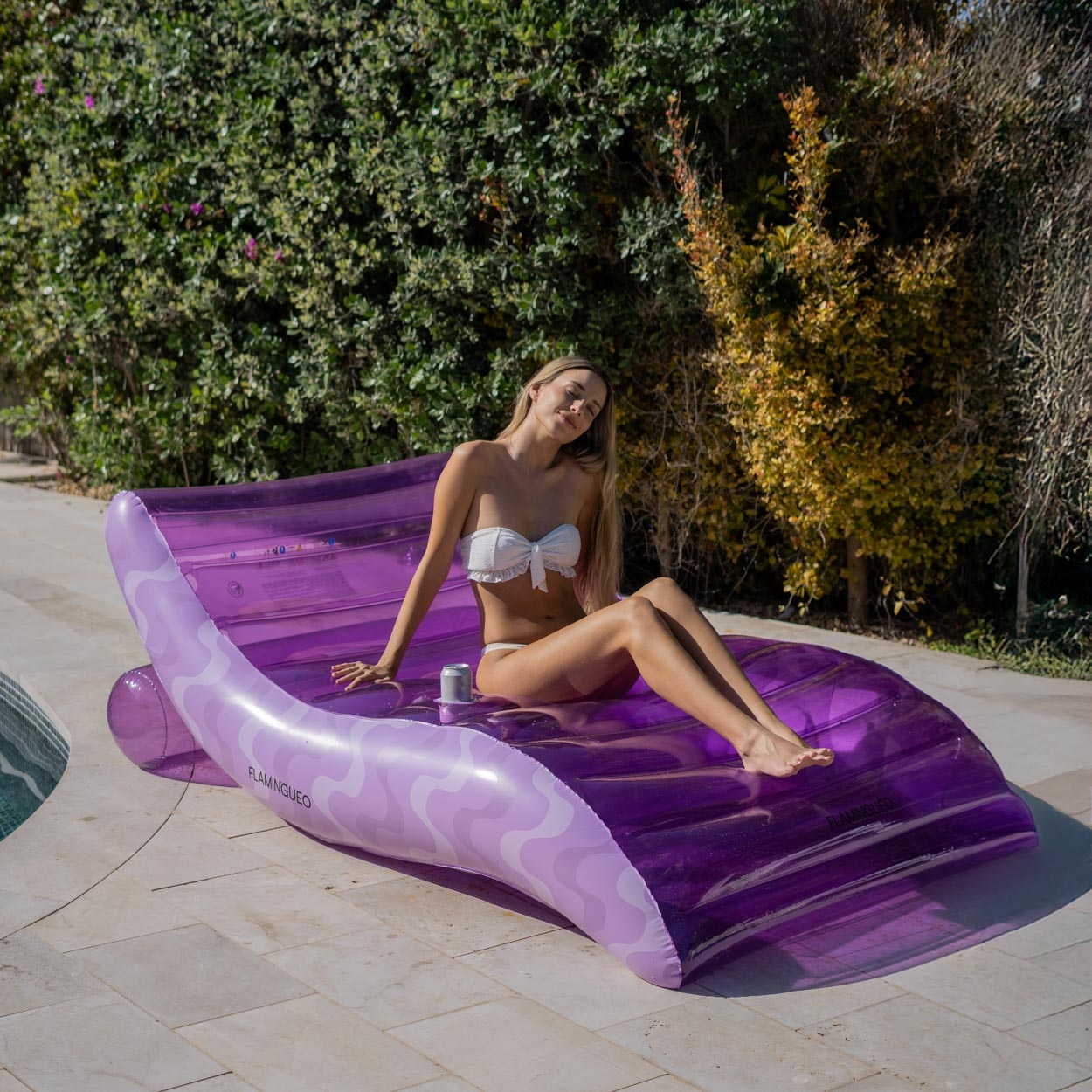 Colchão Flamingueo tipo chaise longue extragrande roxo retro 4