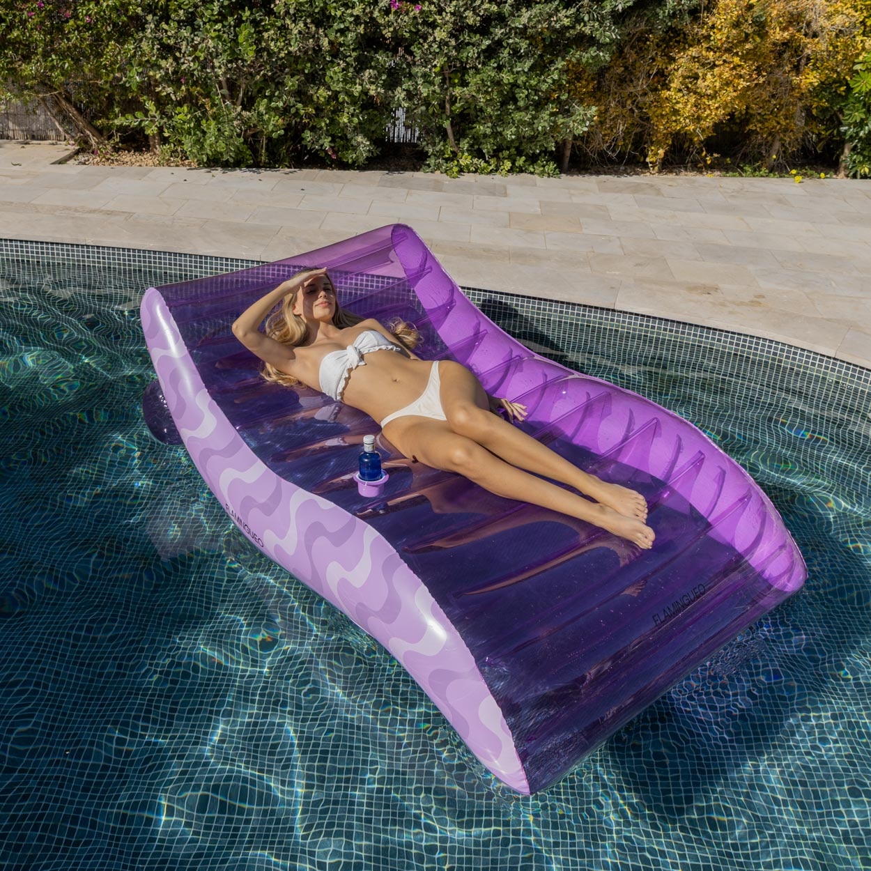 Colchão Flamingueo tipo chaise longue extragrande roxo retro 6