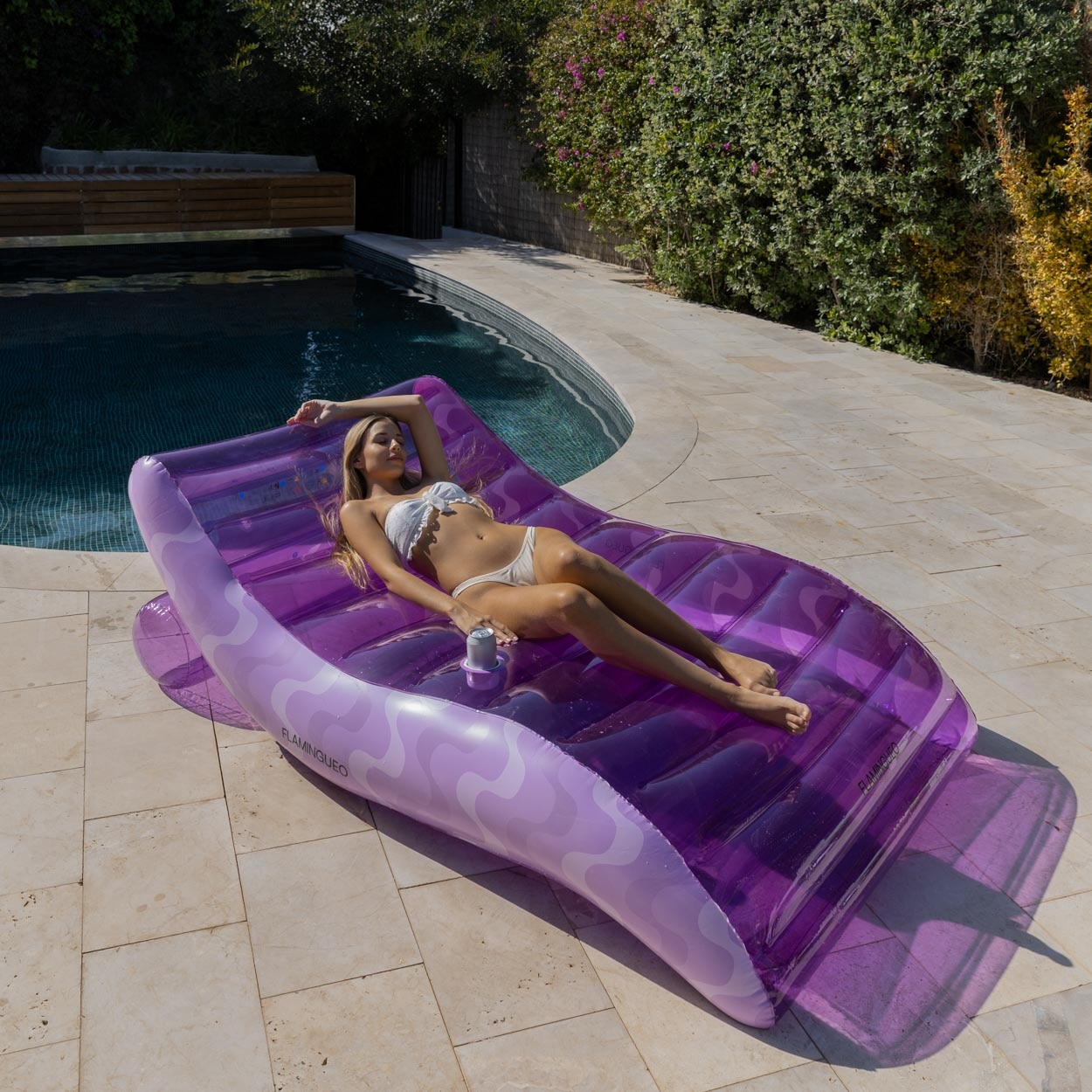 Colchão Flamingueo tipo chaise longue extragrande roxo retro 7