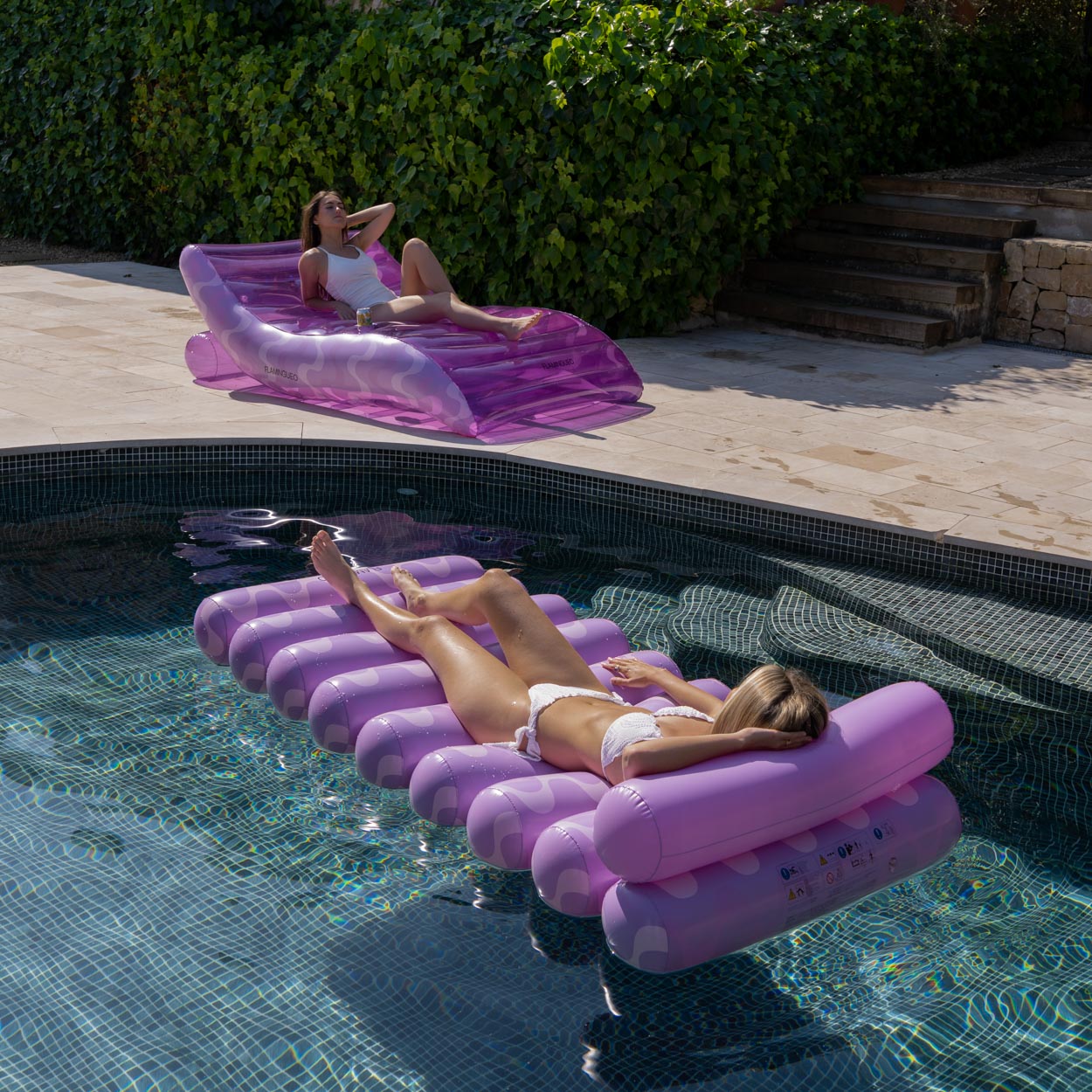 Colchão Flamingueo tipo chaise longue extragrande roxo retro 10