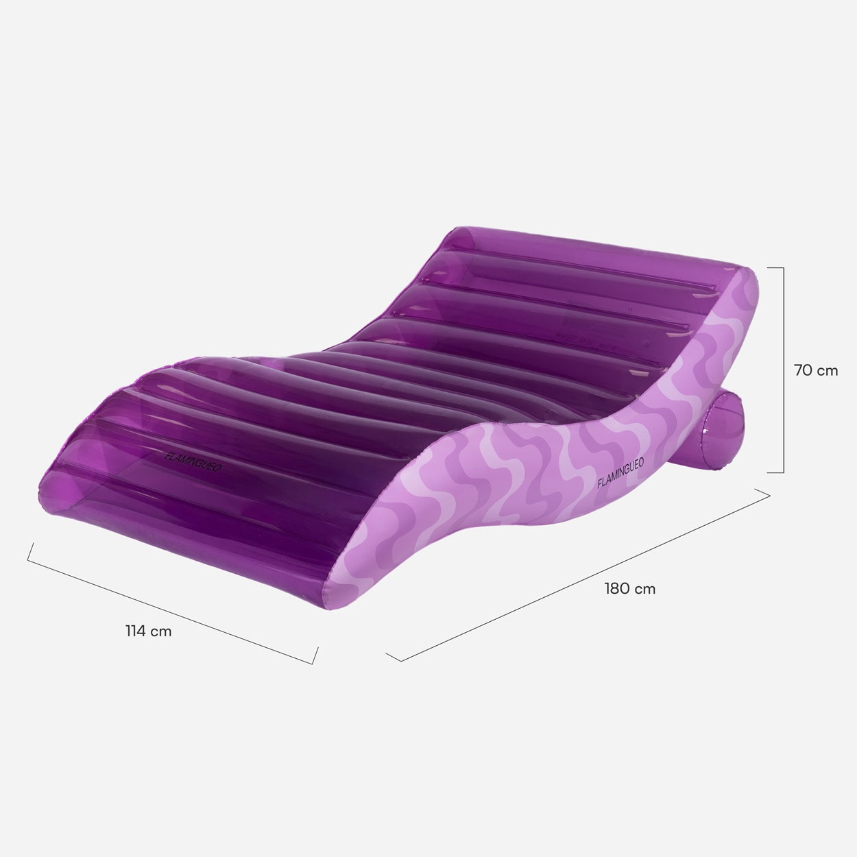 Colchão Flamingueo tipo chaise longue extragrande roxo retro 11