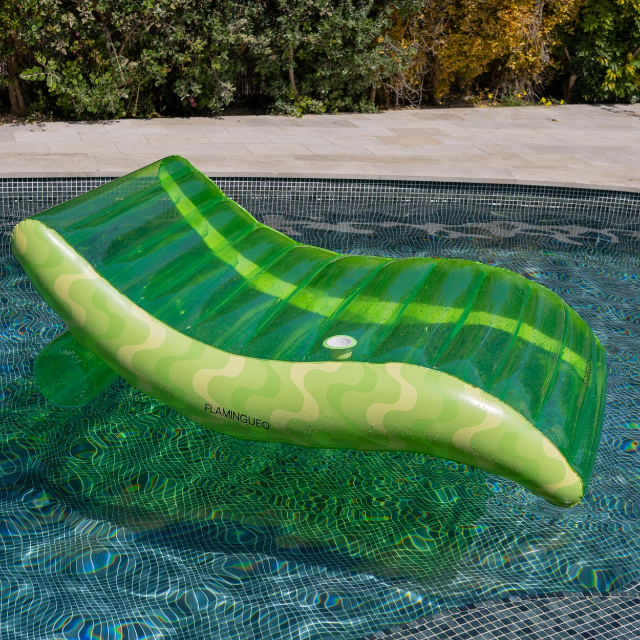 Colchão Flamingueo tipo chaise longue extragrande verde retro 3
