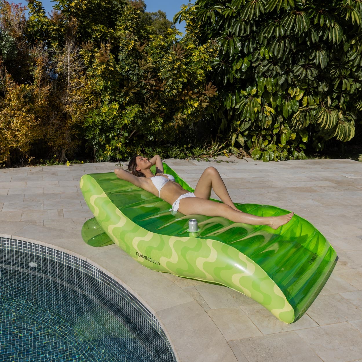 Colchão Flamingueo tipo chaise longue extragrande verde retro 7