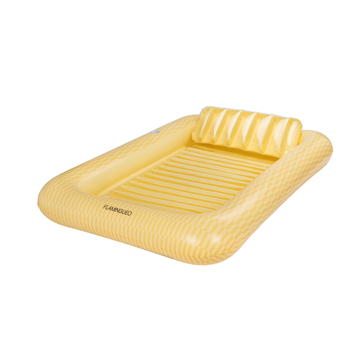 Boia tanning pool Flamingueo extragrande riscas amarelas 1