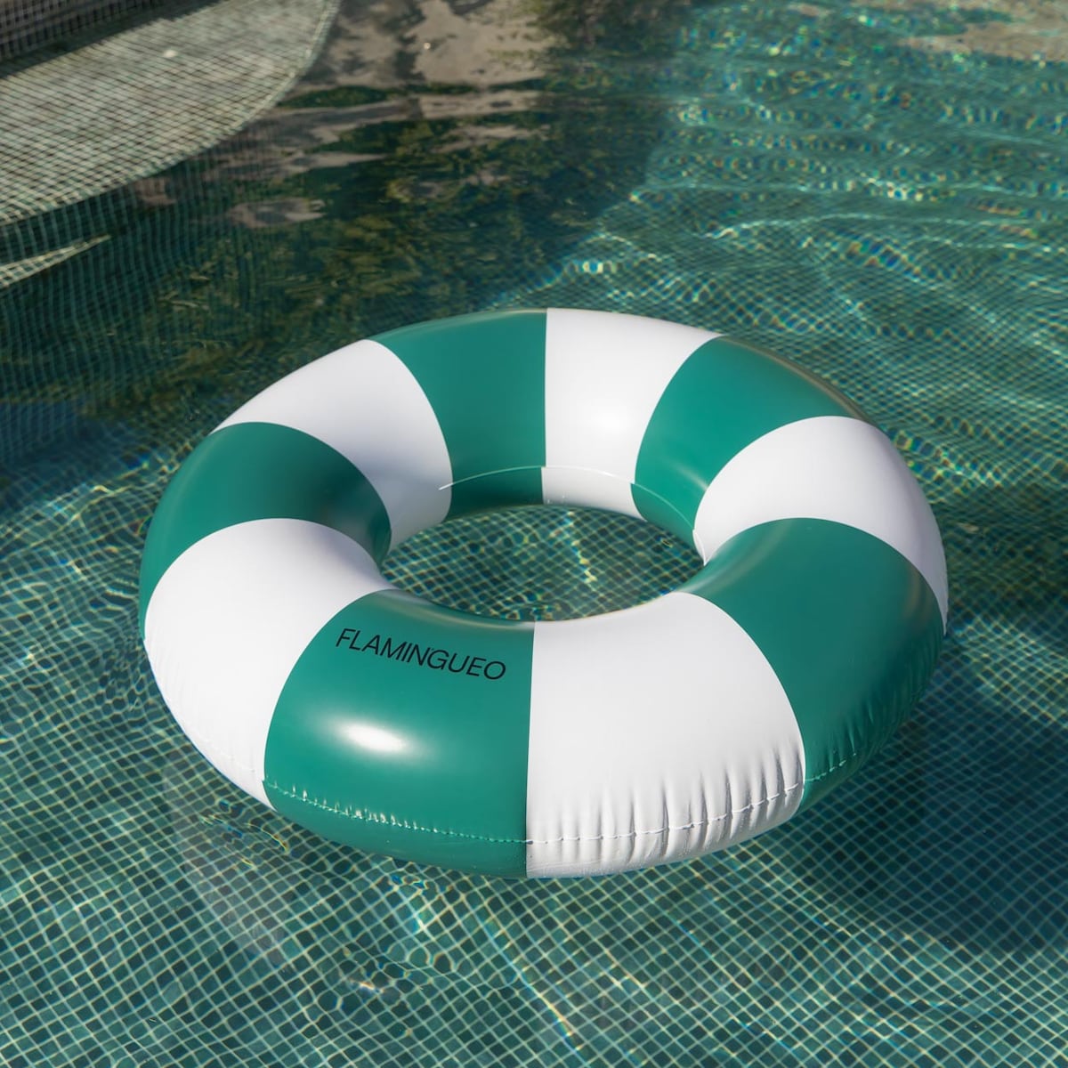 Flotador donut Flamingueo rayas verde botella 3
