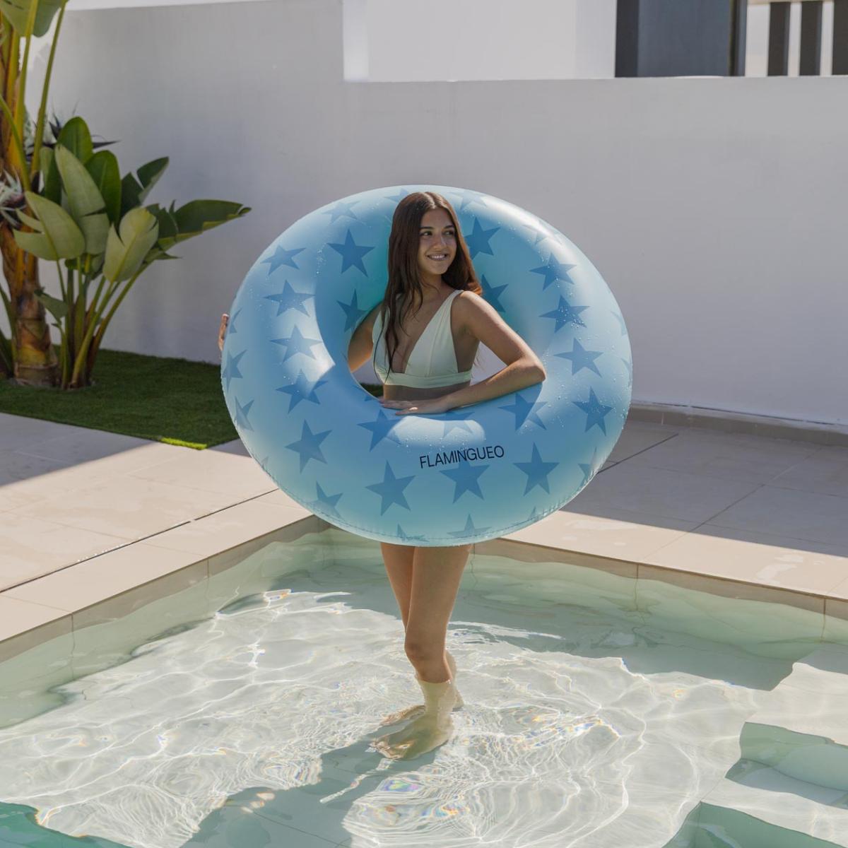 Boia donut Flamingueo estrelas cor azul 3