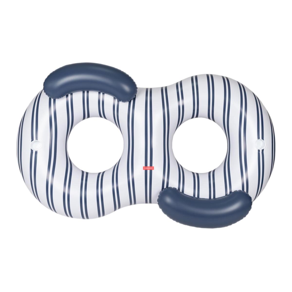 Imagem 0 de Boia donut doble Flamingueo extragrande riscas azuis e brancas