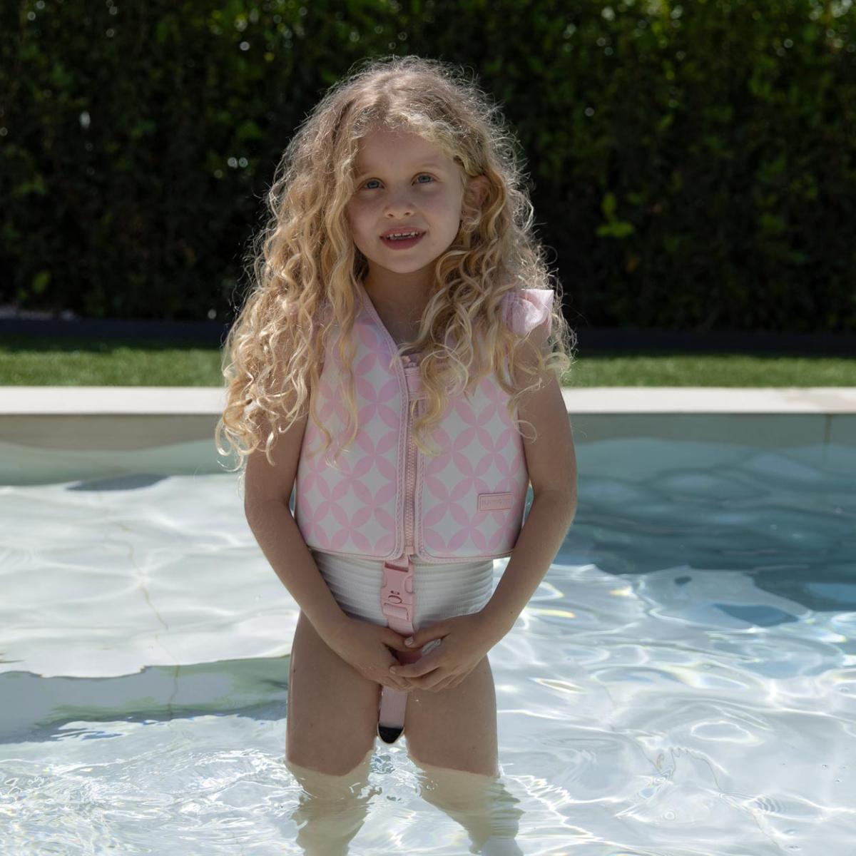 Colete de flutuação infantil folhos rosas 2