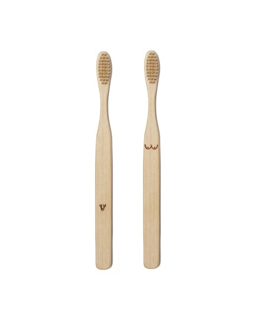 Conjunto de escovas de dentes Kikkerland Traquinas em madeira natural 1