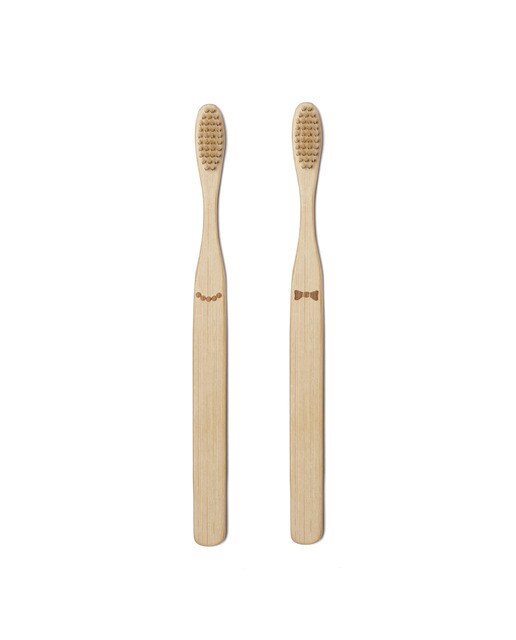 Conjunto de escovas de dentes Kikkerland Elegante em madeira natural 1