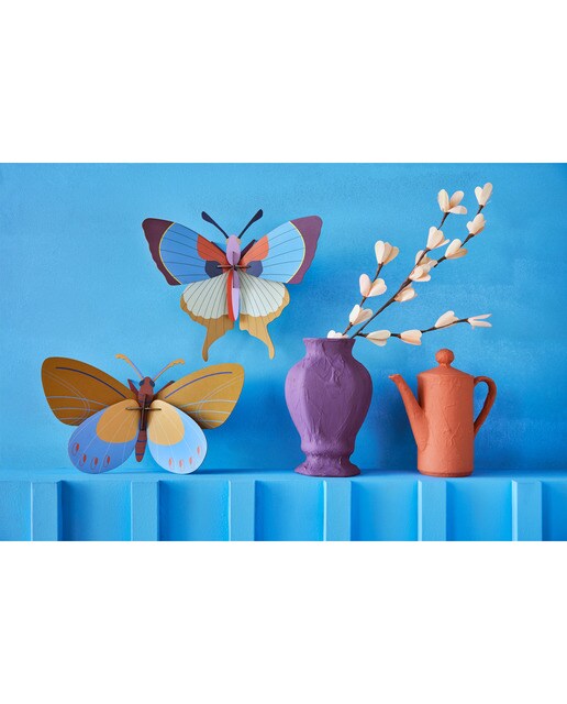 Mural em 3D Studio roof borboleta plum fringe 3