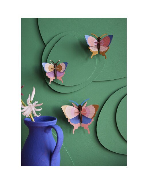 Mural em 3D Studio roof mariposas com acabamento dourado set de 3 3