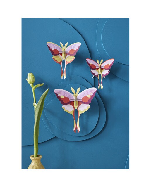 Mural em 3D Studio roof mariposas lilás cometa set de 3 2