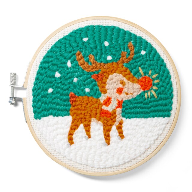 Imagen 0 de Set de costura punch needle Rudolph de Navidad de Kikkerland