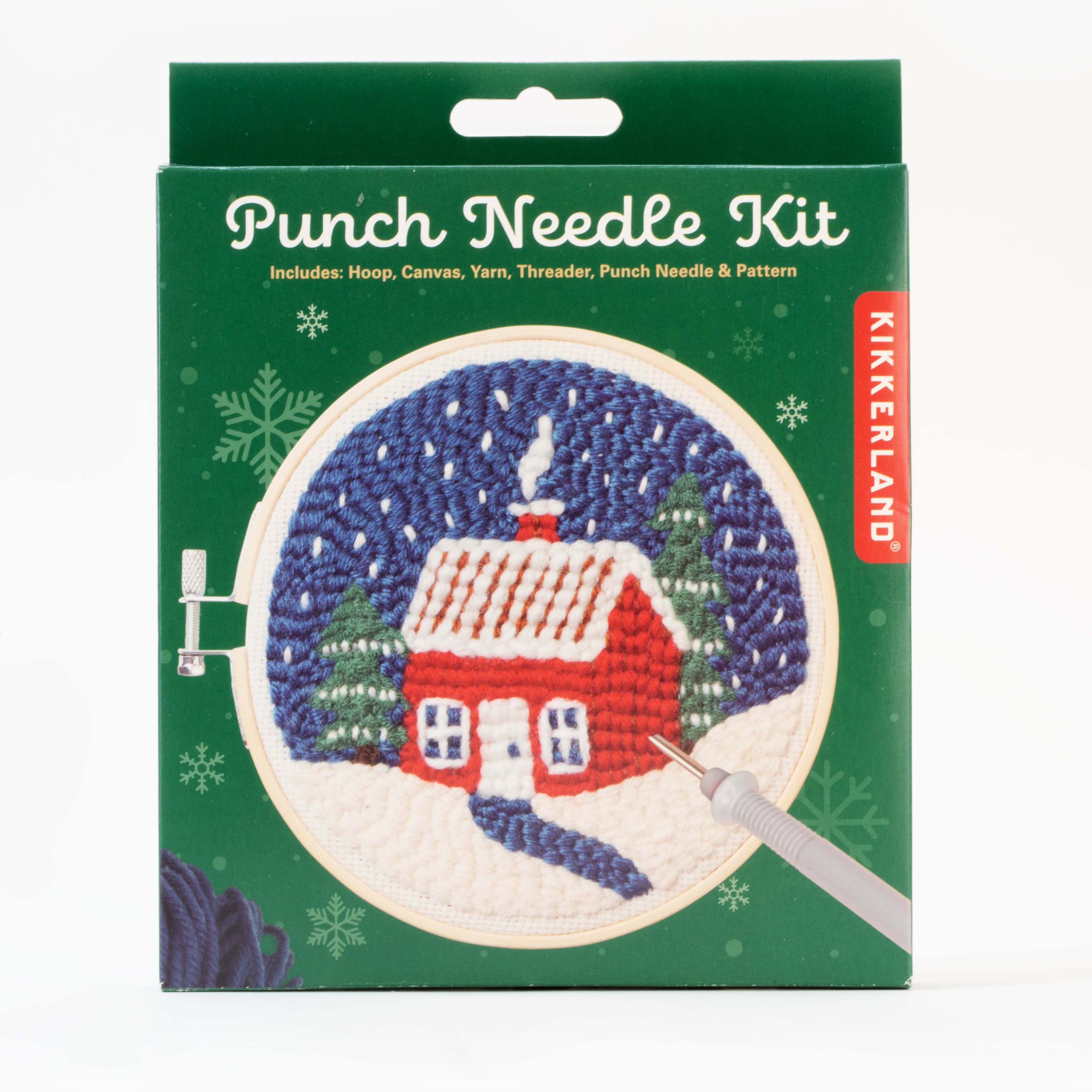 Set de costura punch needle casa de Navidad de Kikkerland 2