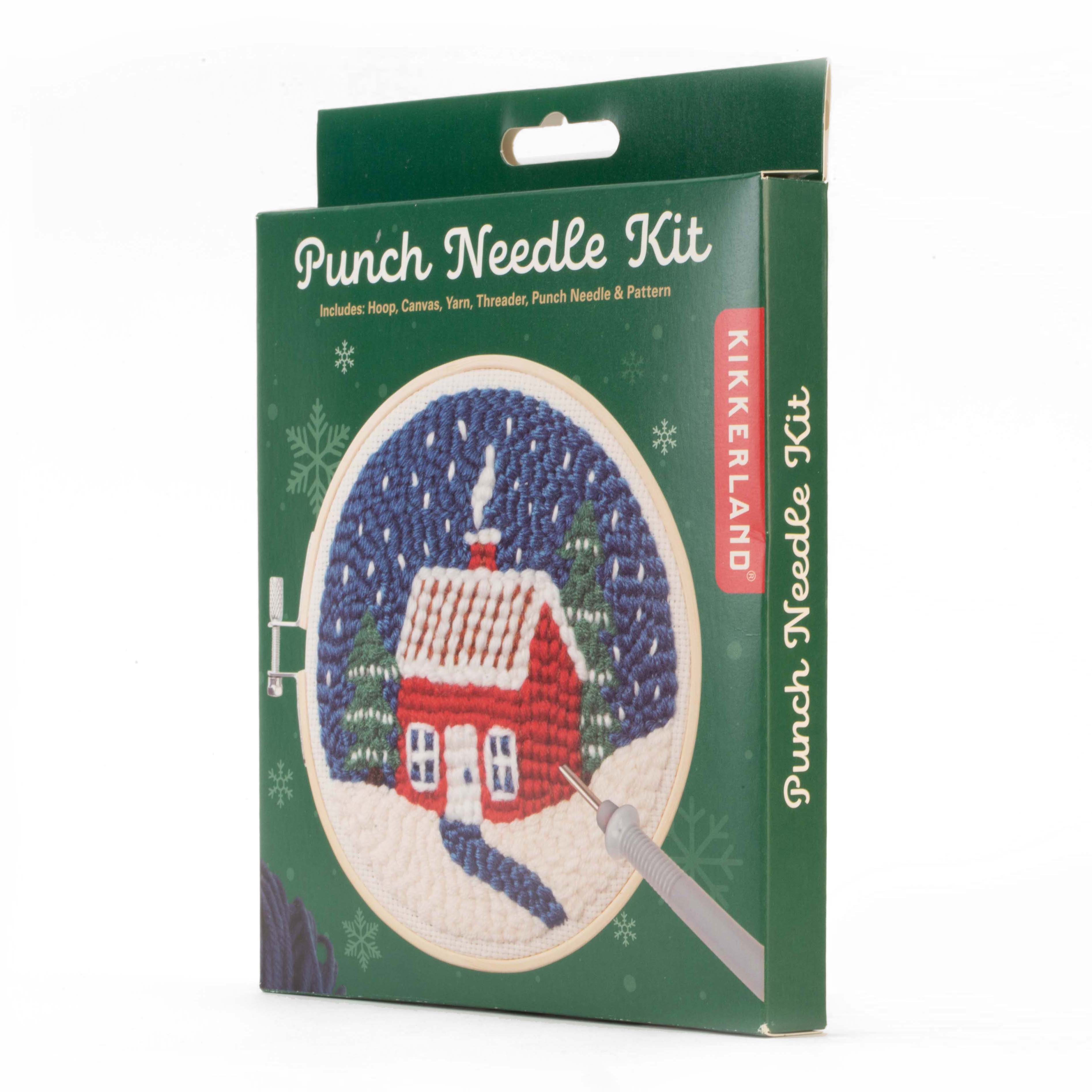 Set de costura punch needle casa de Navidad de Kikkerland 3