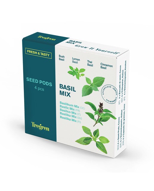 Conjunto de 4 Variedades Manjericão com Pods de Cultivo 1