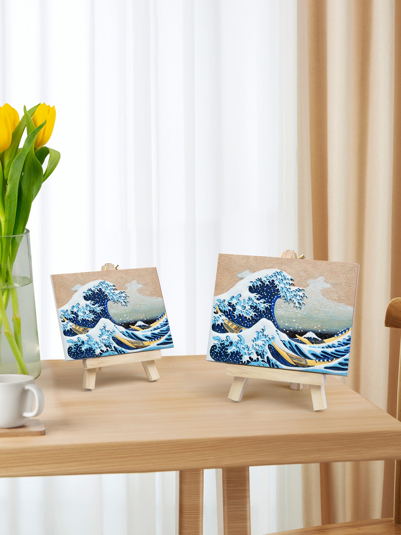 Pintura em relevo Madnesstoys A Grande Onda de Kanagawa 2