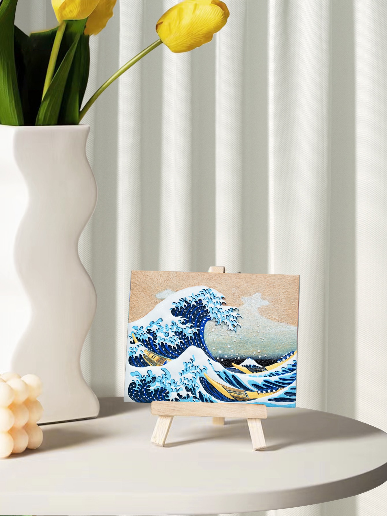 Pintura em relevo Madnesstoys A Grande Onda de Kanagawa 5