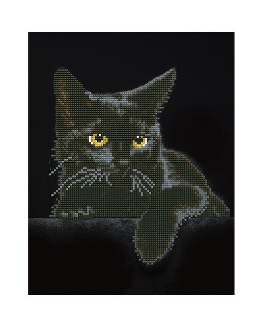 Quadro de Pintura com Diamantes Diamond Dotz Midnight Cat 1