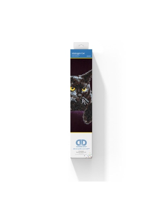 Quadro de Pintura com Diamantes Diamond Dotz Midnight Cat 2