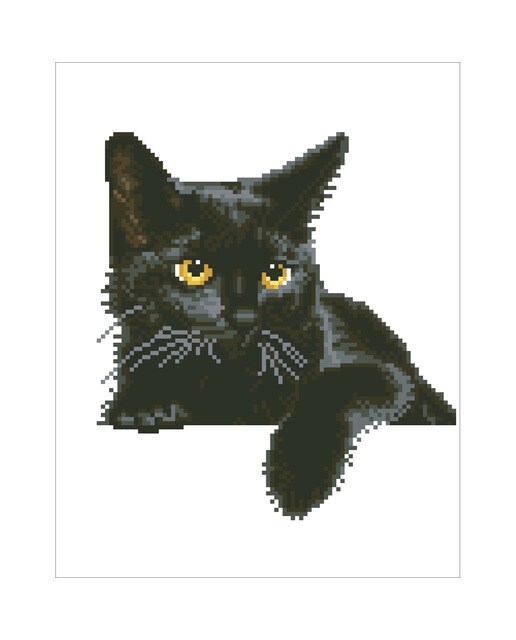 Quadro de Pintura com Diamantes Diamond Dotz Midnight Cat 3
