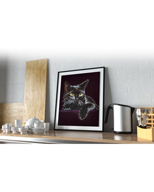 Quadro de Pintura com Diamantes Diamond Dotz Midnight Cat 4