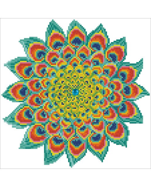 Quadro de Pintura com Diamantes Diamond Dotz Peacock Mandala 1