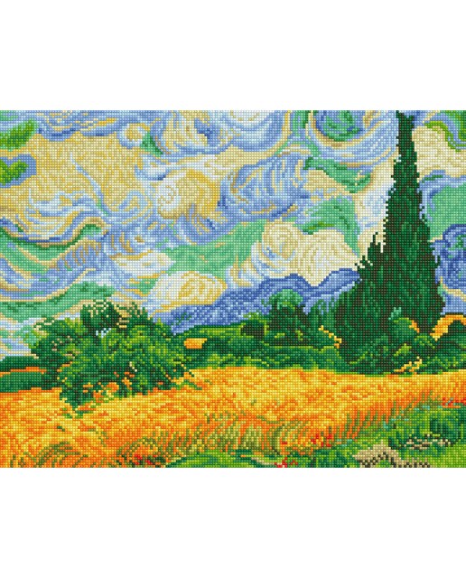 Quadro de Pintura com Diamantes Diamond Dotz Wheat Fields de Van Gogh 1