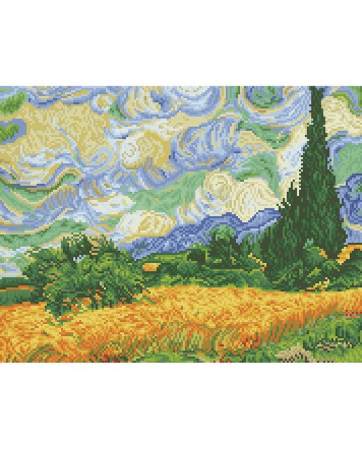 Quadro de Pintura com Diamantes Diamond Dotz Wheat Fields de Van Gogh 3