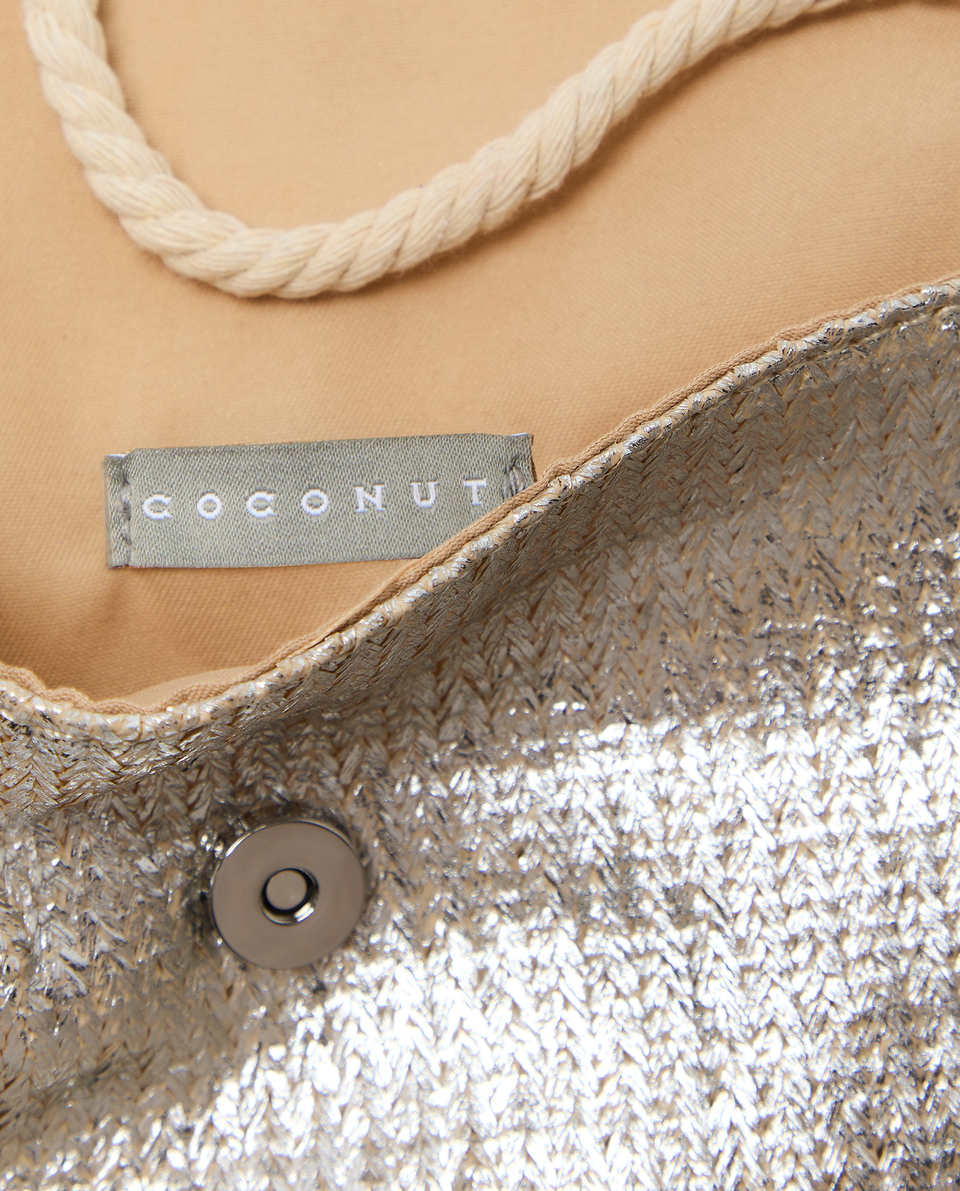 Mala de Ráfia Metalizada Coconut El Corte Inglés 390 Ouro-5